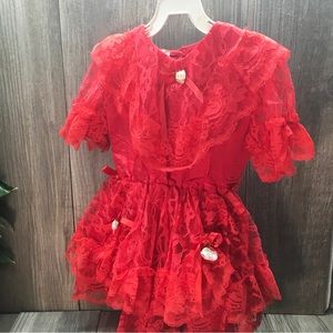 VTG Little Lucy Lacy Red Dress Little Girls Size RARE FIND  Polyester Cotton Mix